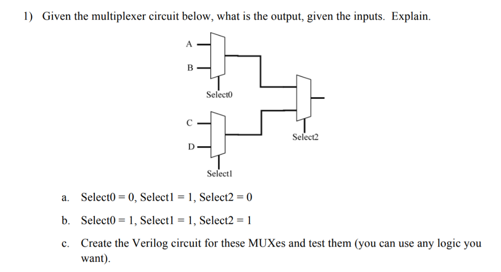 Solved 1) Given The Multiplexer Circuit Below, What Is The | Chegg.com