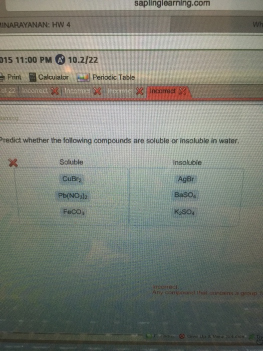 Solved predict whether the following compounds are soluble