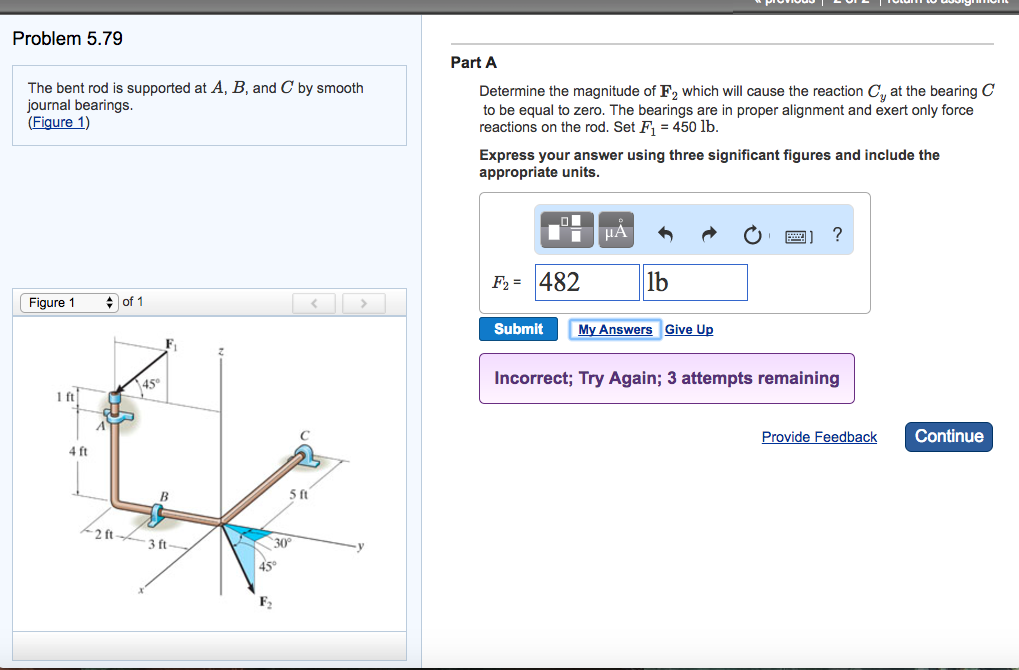 Solved Problem 5.79 Part A The bent rod is supported at A, | Chegg.com