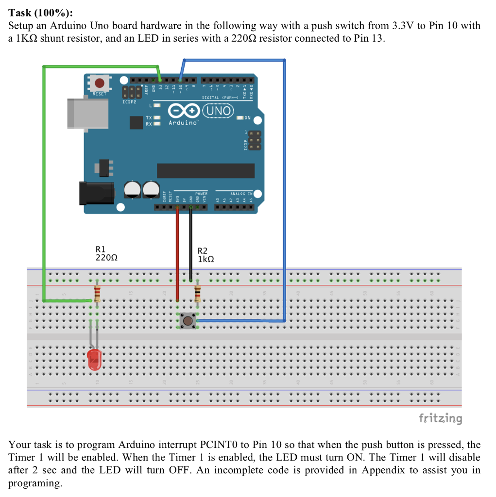 Task (100%); Setup an Arduino Uno board hardware in | Chegg.com