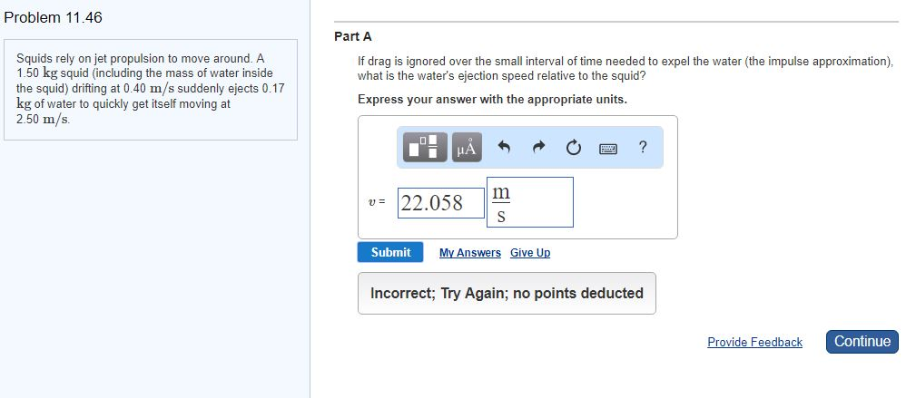 Solved Problem 11.46 Part A Squids rely on jet propulsion to | Chegg.com