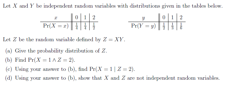 Solved Let X And Y Be Independent Random Variables With 8682