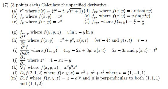 Solved Calculate the specified derivative. (a) r