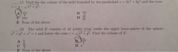 Solved Find the volume of the solid bounded by the | Chegg.com