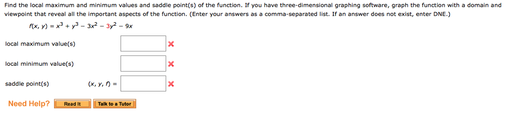 Solved Find The Local Maximum And Minimum Values And Saddle