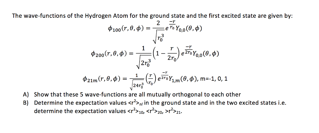 Solved The Wave Functions Of The Hydrogen Atom For The