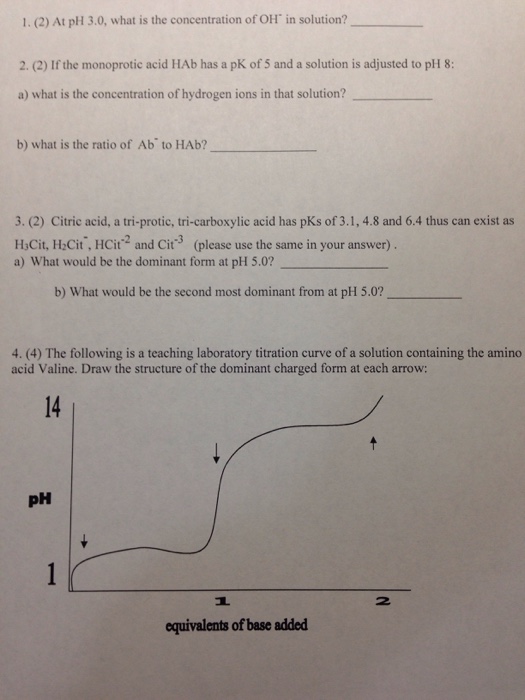 the ph of a solution is 3 its oh concentration is dash