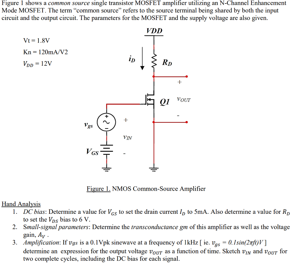 Solved Figure 1 shows a common source single transistor | Chegg.com