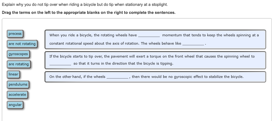 Solved Explain why you do not tip over when riding a bicycle | Chegg.com