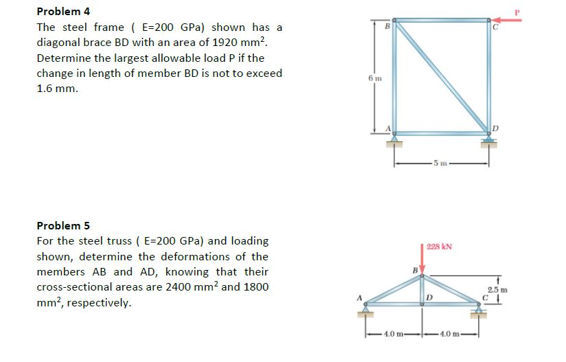 Solved Problem 4 The steel frame E-200 GPa) shown has a | Chegg.com
