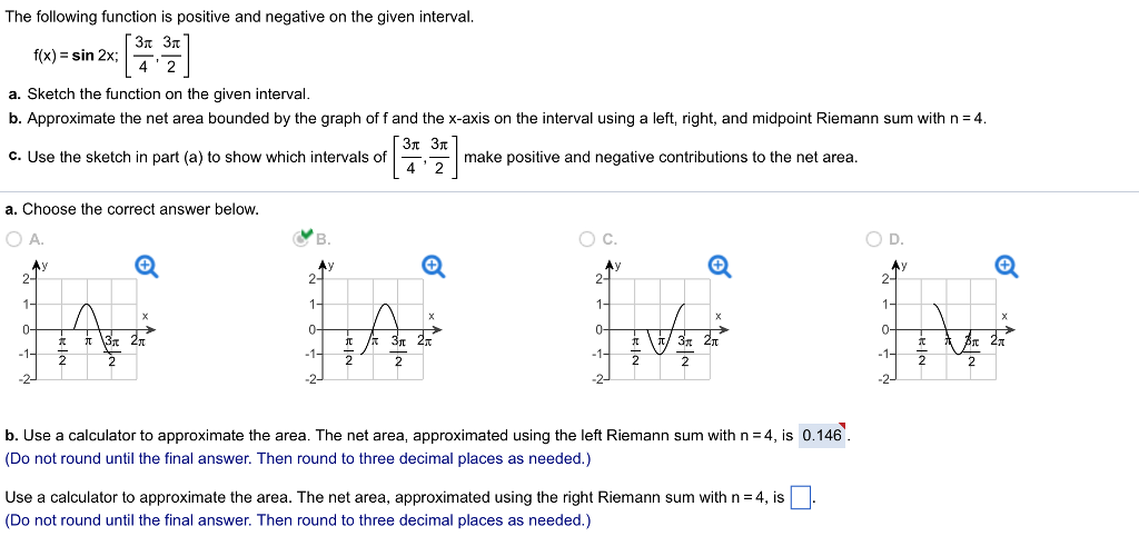 Solved The following function is positive and negative on | Chegg.com