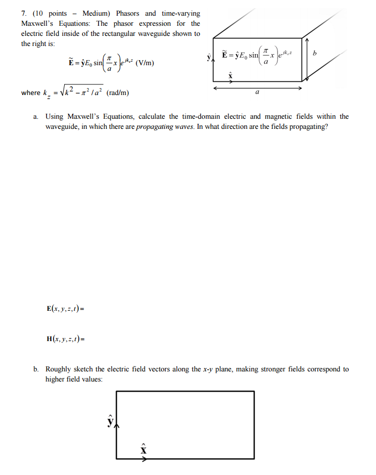 Solved Phasors and time-varying Maxwell's Equations: The | Chegg.com