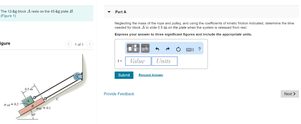 Solved The 12-kg block A rests on the 45-kg plate B (Figure | Chegg.com