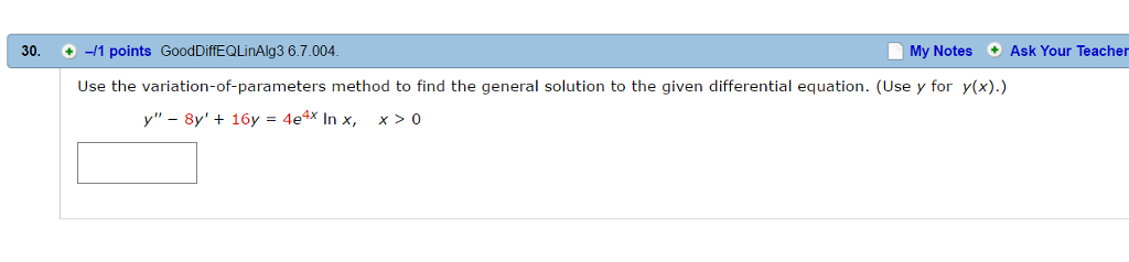 Solved Use the variation-of-parameters method to find the | Chegg.com