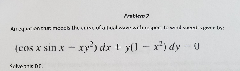 Solved Problem7 An equation that models the curve of a tidal | Chegg.com