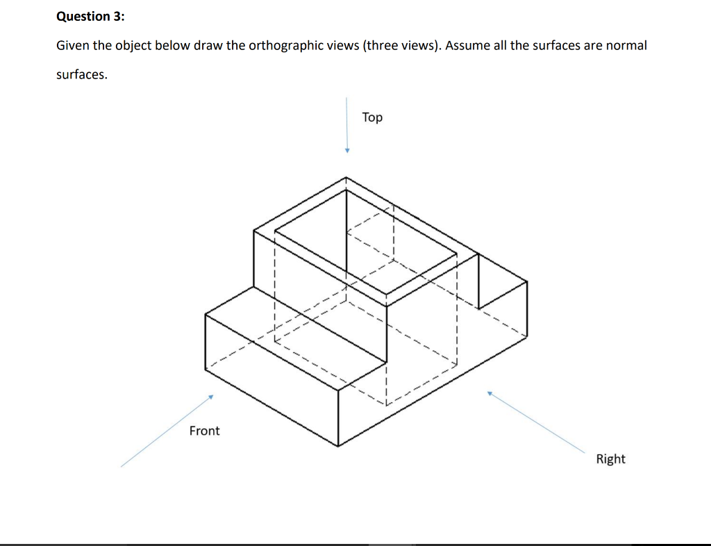 Solved Question 2: Given the top and front views of an | Chegg.com