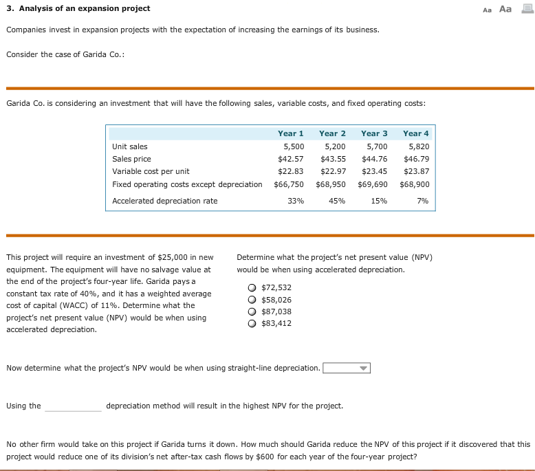 Solved 3. Analysis of an expansion project Companies invest