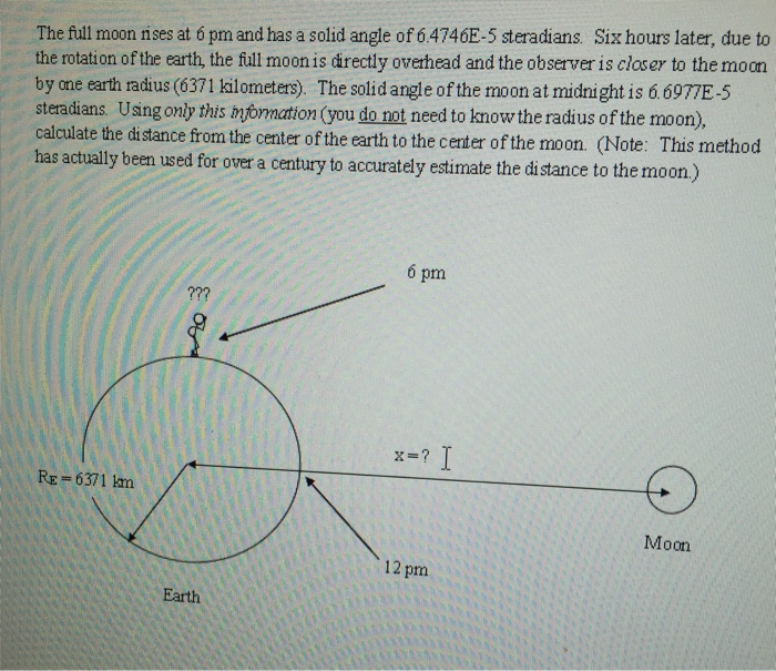 Solved The full moon rises at 6 pm and has a solid angle of