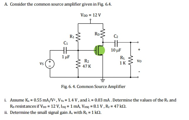 Solved Consider the common source amplifier given in Fig. | Chegg.com