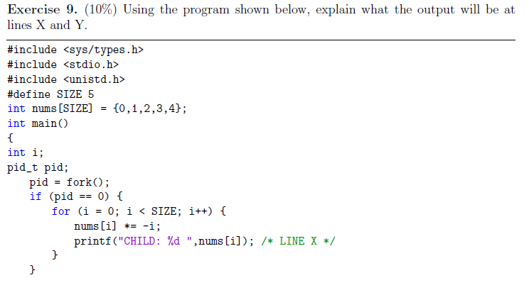 Solved Exercise 9. (10%) Using the program shown below, | Chegg.com