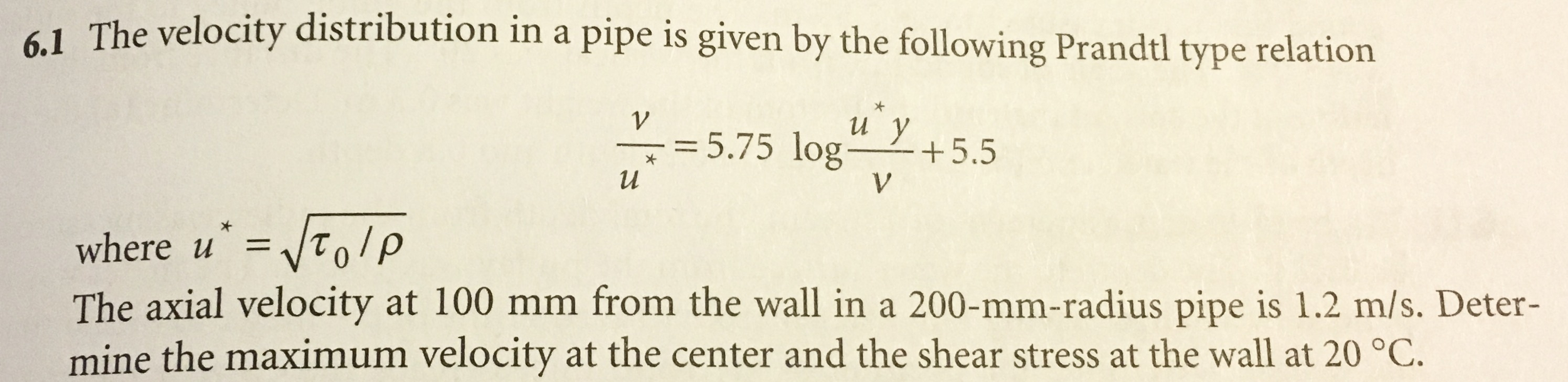 Solved The velocity distribution in a pipe is given by the | Chegg.com