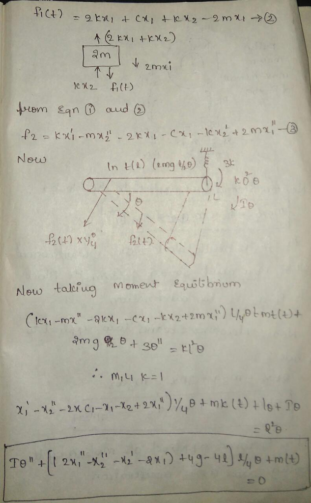 (Solved) - Derive the equations of motion, using Newton s second law of ...