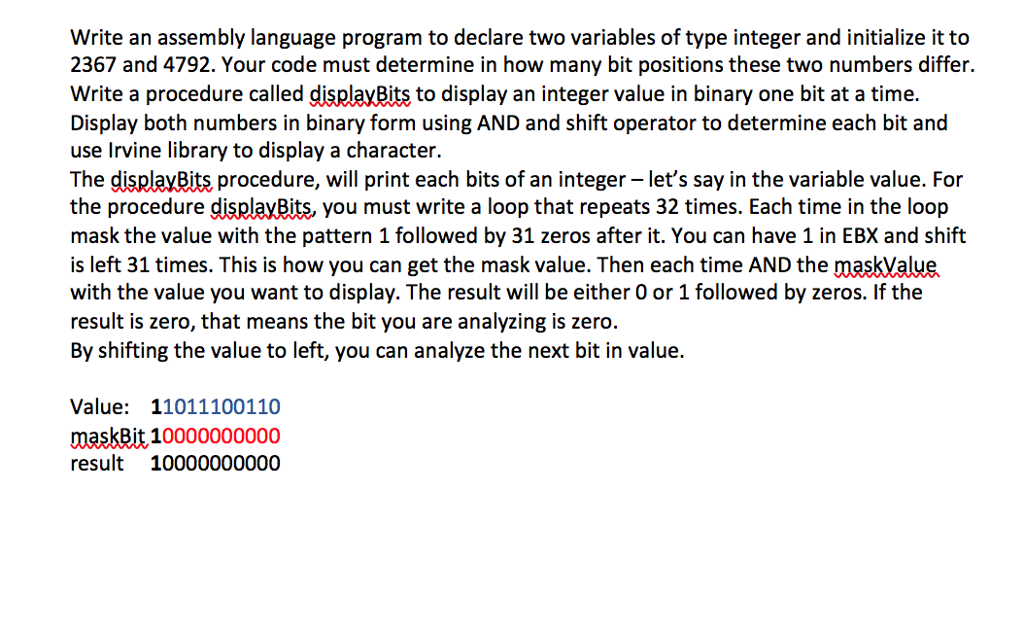 Solved Write an assembly language program to declare two | Chegg.com