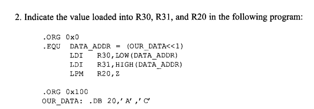 Solved Indicate the value loaded into R30, R31, and R20 in | Chegg.com