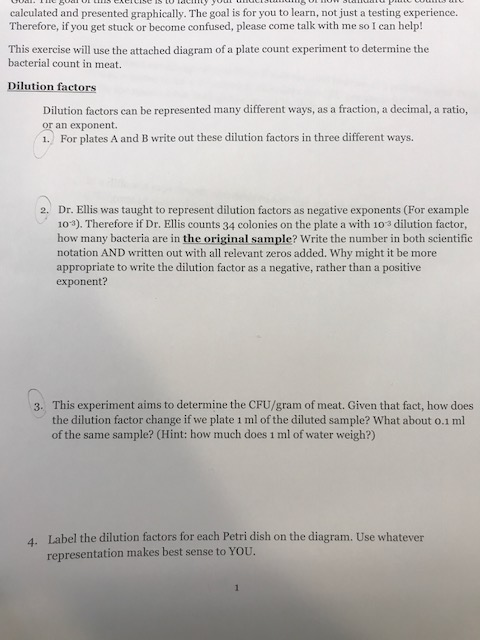 Dilution Factors Can Be Represented Many Different Chegg
