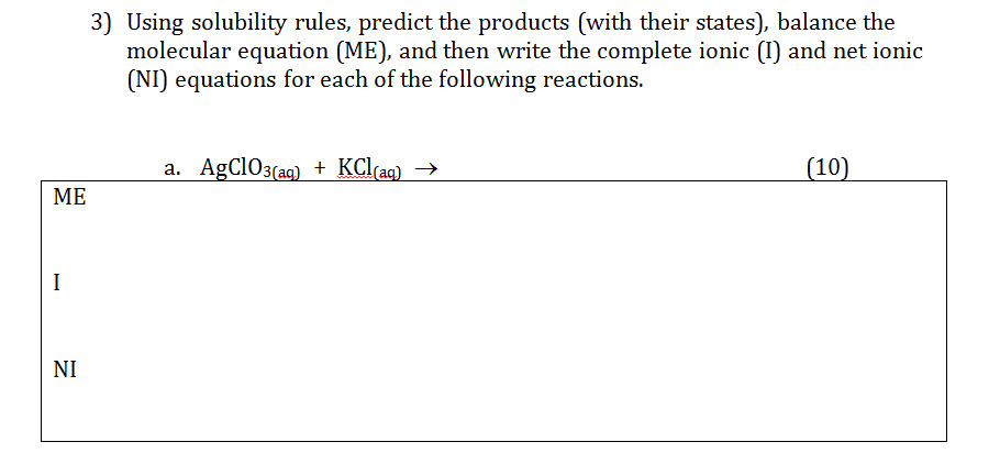 Solved Using Solubility Rules Predict The Products With 5871