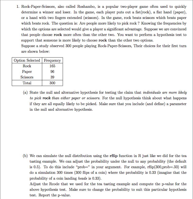 Solved 1. RockPaperScissors, also called Roshambo, is a