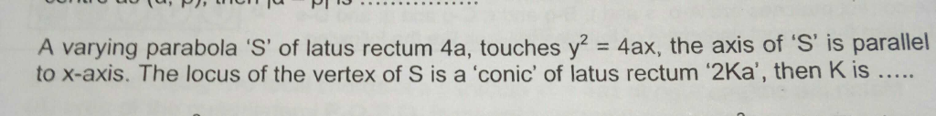 Solved A varying parabola 'S' of latus rectum 4a, touches | Chegg.com