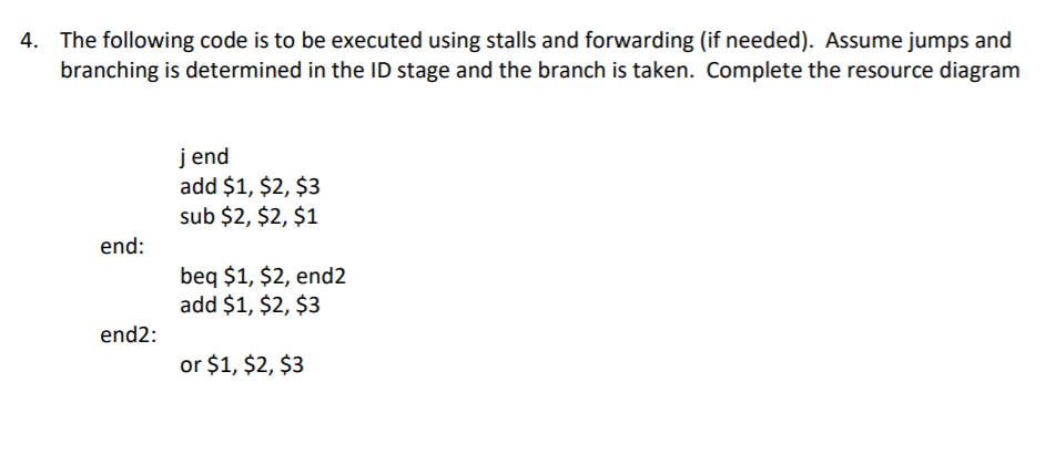 Solved The following code is to be executed using stalls and | Chegg.com
