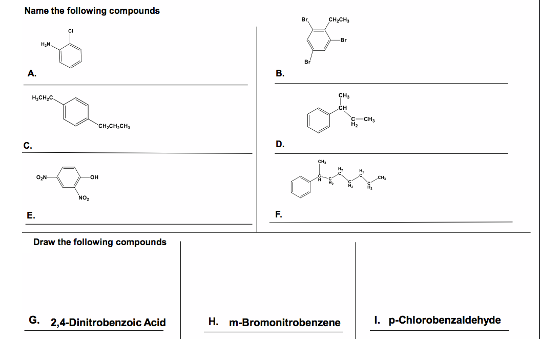 Solved Name the following compounds Draw the following