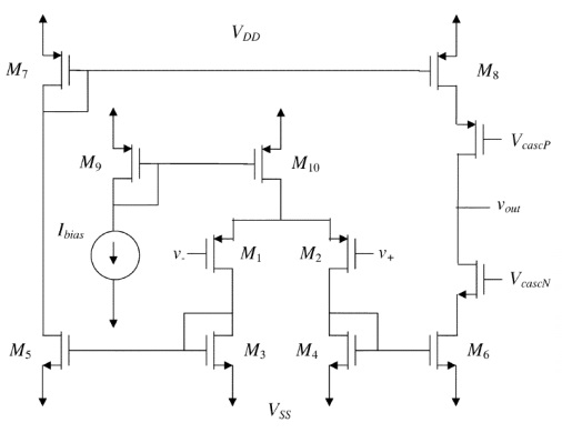 Solved Ms cascP M, ㄧㄒㄧ | M10 Vout VOL11 bias V. M M2 caseN | Chegg.com