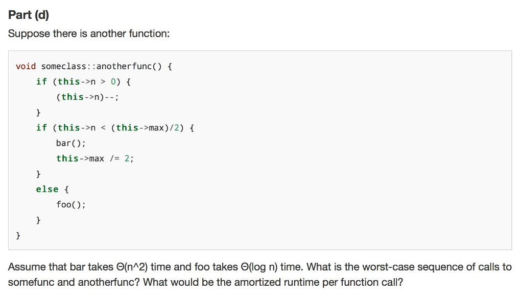Solved Consider the following function: void someclass: : | Chegg.com