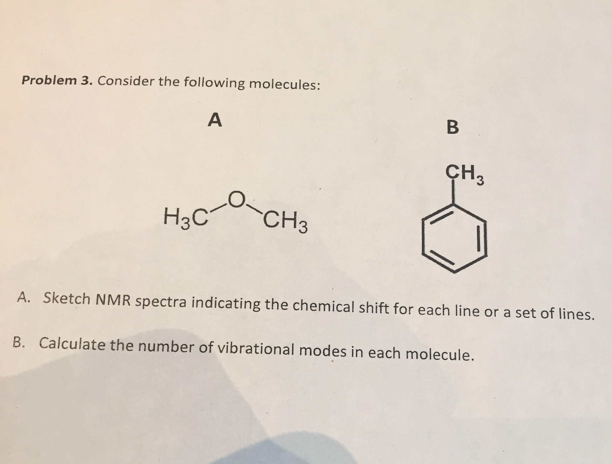 Solved Consider the following molecules: Sketch NMR spectra | Chegg.com