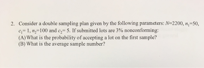 Solved Consider a double sampling plan given by the | Chegg.com