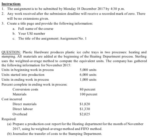 Solved Instructions I. The assignment is to be submitted by | Chegg.com