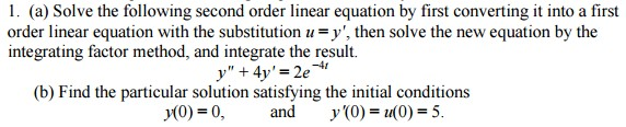 Solved Solve The Following Second Order Linear Equation By Chegg Solved Solve The Following Second Order Linear Equation By Chegg