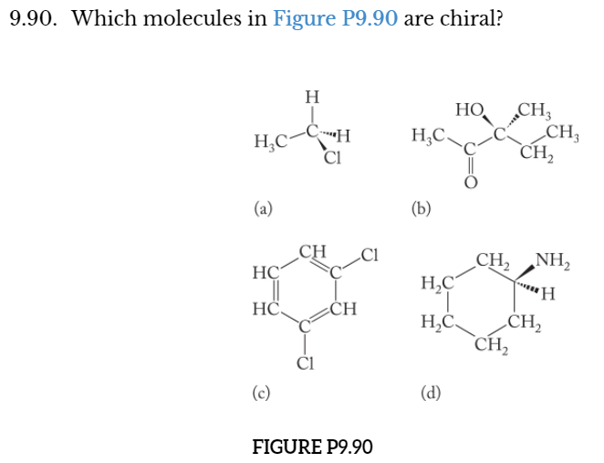 Solved 9.90. Which molecules in Figure P9.90 are chiral? CH | Chegg.com