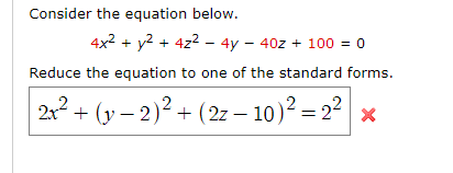 Solved Consider the equation below 4x2 + y2 + 4z2-ay-402+100 | Chegg.com