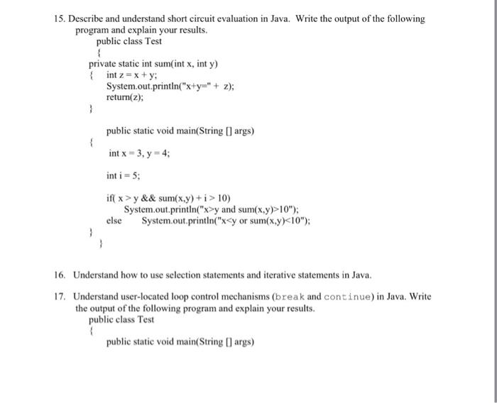 Solved Describe And Understand Short Circuit Evaluation In 8414