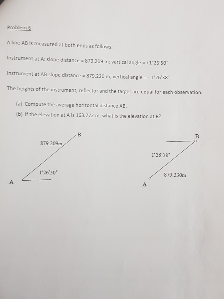 Solved Problem 6 A line AB is measured at both ends as | Chegg.com