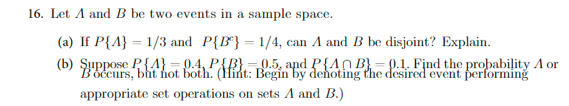 Solved 16. Let A And B Be Two Events In A Sample Space. (a) | Chegg.com