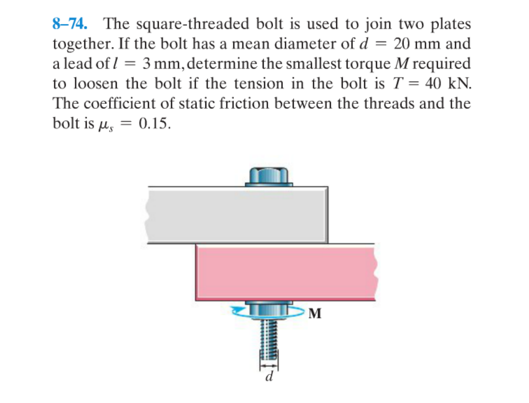874. The squarethreaded bolt is used to join two