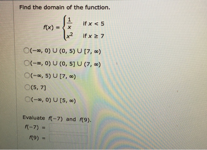 Solved Find the domain of the function. f(x) = {1/x if x