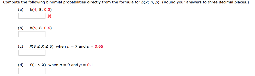 Solved Compute The Following Binomial Probabilities Directly | Chegg.com