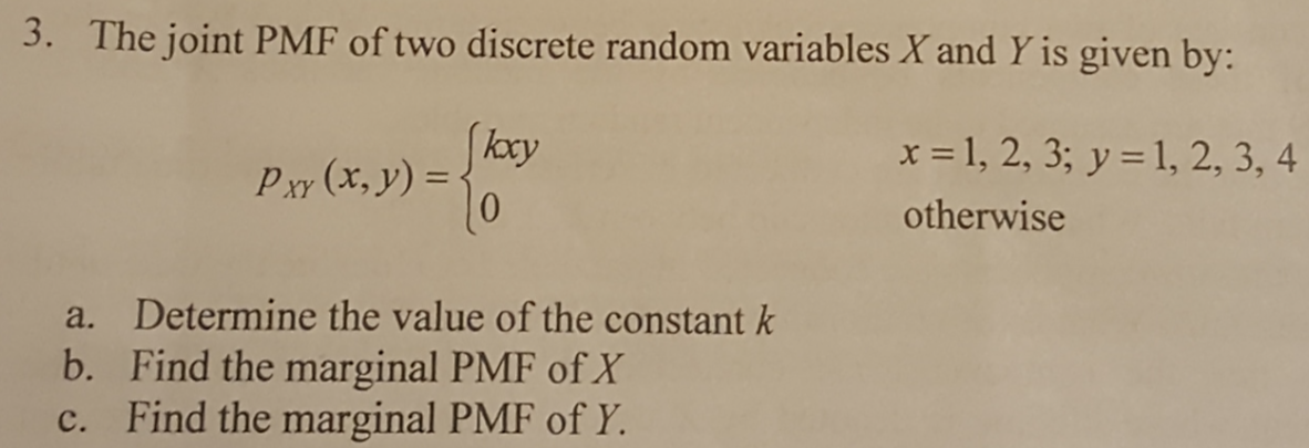The joint PMf of two discrete random variables X and | Chegg.com
