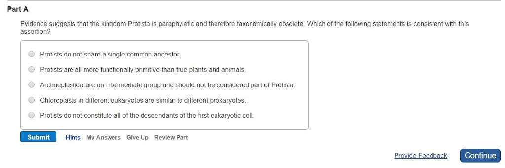 Solved Evidence suggests that the kingdom Protista is | Chegg.com